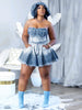 2 Piece Sets Women Outfit Summer Suit Chic and Elegant Strapless Cropped and Skirt Set Sexy Denim Set Wholesale Dropshipping