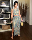 DSMTRC Women Sleeveless Crop Tank Tops and Split Side Maxi Skirt Streetwear Outfits Elegant Ripped Hole Denim Two 2 Piece Dress