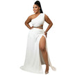 Women Clothes Set Sexy One Shoulder Crop Top Side Split A Line Skirt Beach Party Two Pieces Set Summer 2022