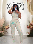 2 Piece Sets Womens Outfits Elegant Stretchy Knitted Summer Suit Sexy Sleeveless Top and Pant Suit Wholesale Dropshipping