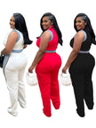 2 Pieces Women's Sets 2025 Spring Summer Denim Sleeveless Suit Tops And Wide Leg Pants Suits Two Piece Set Tracksuit Outfit