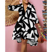 Women Sexy Fashion Printed Shirt Dresses Chic V Neck Loose Long Sleeve Dress Causal Vacation Female Mini Vestidos Robe Clothing