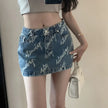 With Pocket Coquette Mini Woman Denim Skirt Sexy Casual Clothing Trend 2025 Y2k Vintage Summer V Short Jeans Skirts for Women