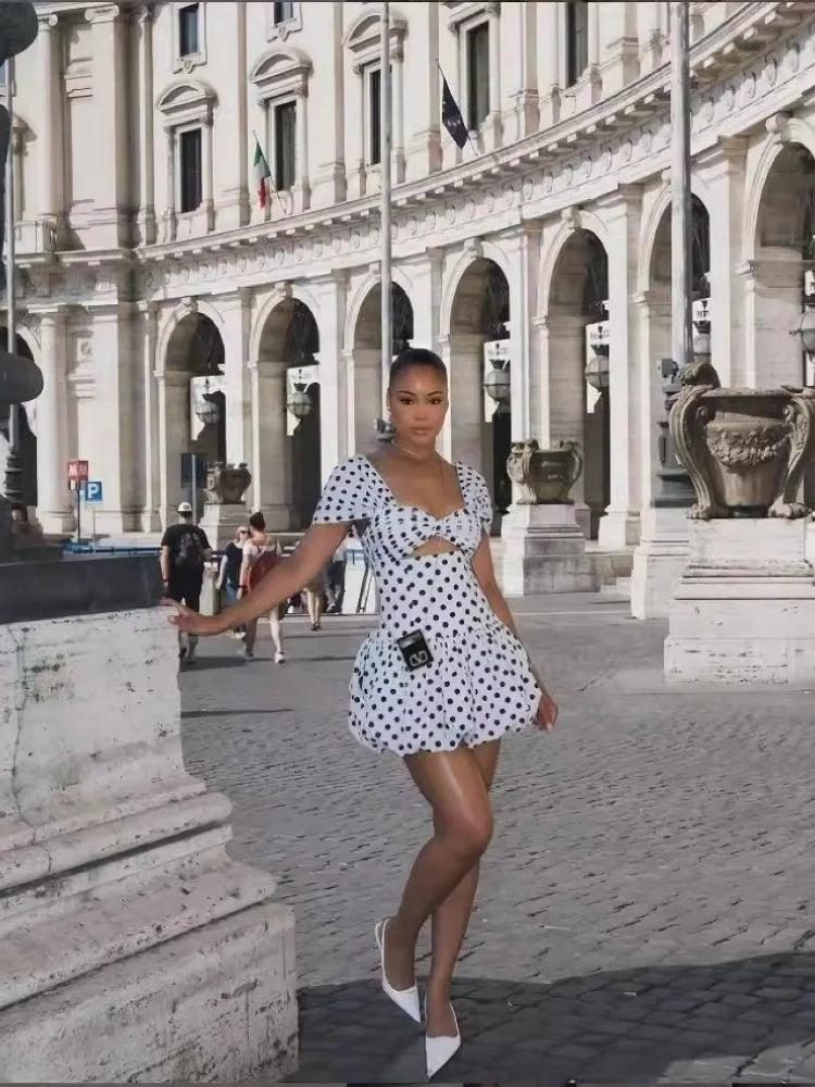 Wmstar Dresses Women Wholesale Dot Print  Mini Dress Sexy Club Outfits Stretch Sexy Streetwear Mini Dresses Dropshipping New