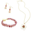 Astrid gold flower and pink agate earrings