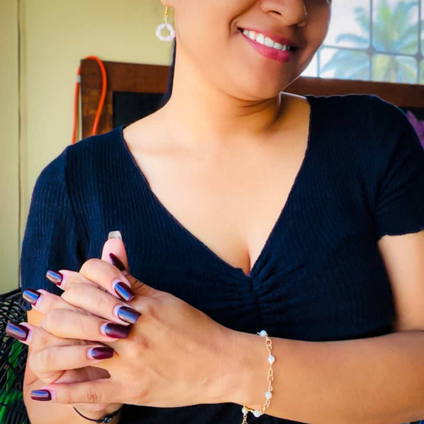 Aurora gold and pearl hypoallergenic earrings