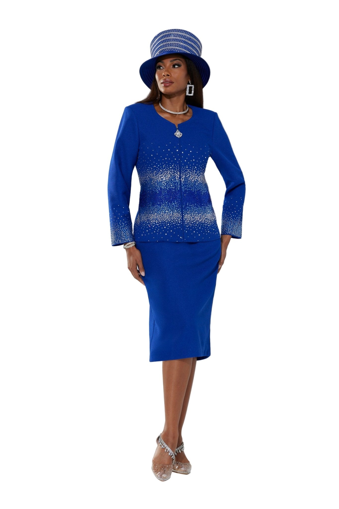 Stripes of Shine Knit Suit by Dorinda Clarke Cole