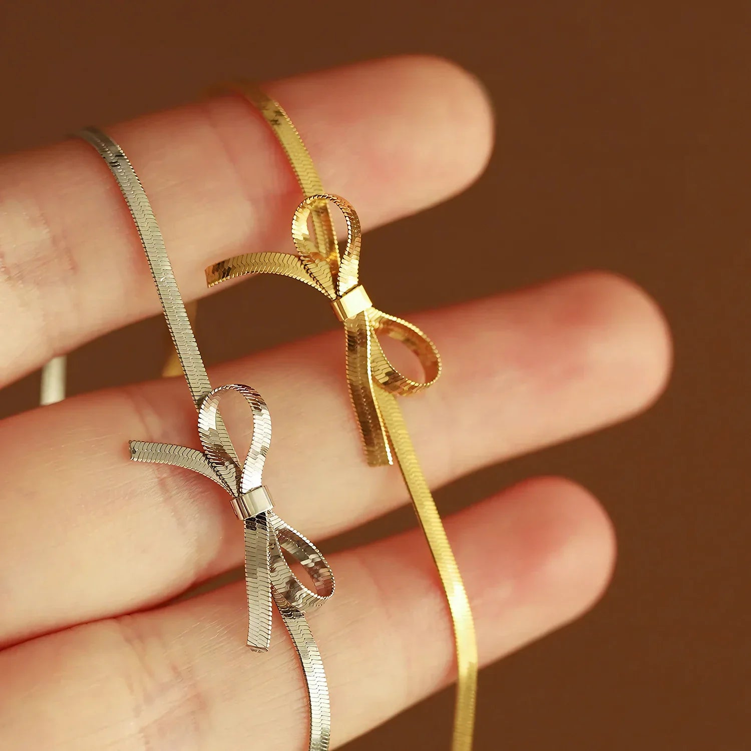 Bow Collarbone Necklace Stainless Steel Jewelry Personality Girl Party Accessories Snake Bone Chain