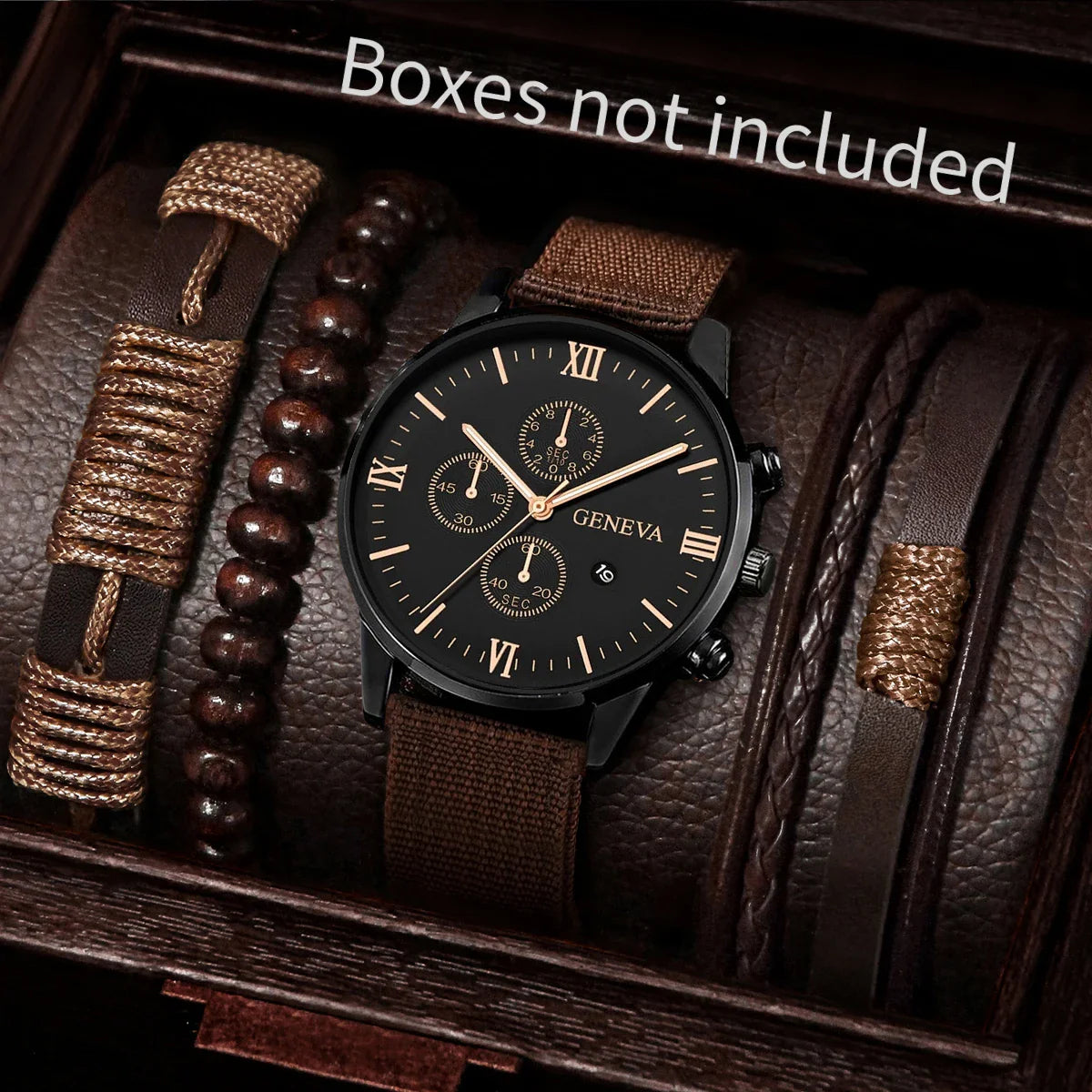 4/5PCS Fashion Men Watches Casual Male's Quartz Watch Bracelets Set Relogio Masculino Reloj Hombre（Without Box）