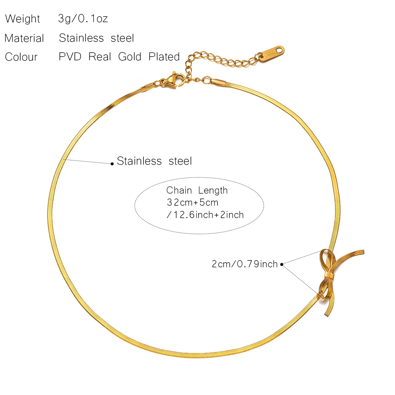 Bow Collarbone Necklace Stainless Steel Jewelry Personality Girl Party Accessories Snake Bone Chain