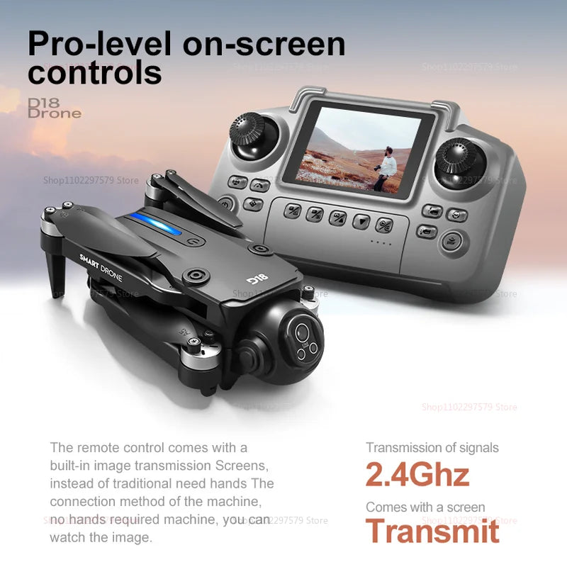 2025 New D18 Drone with 8K HD 150° Electric dual camera Angle Obstacle Avoidance Foldable Quadcopter for Aerial Photography Toy