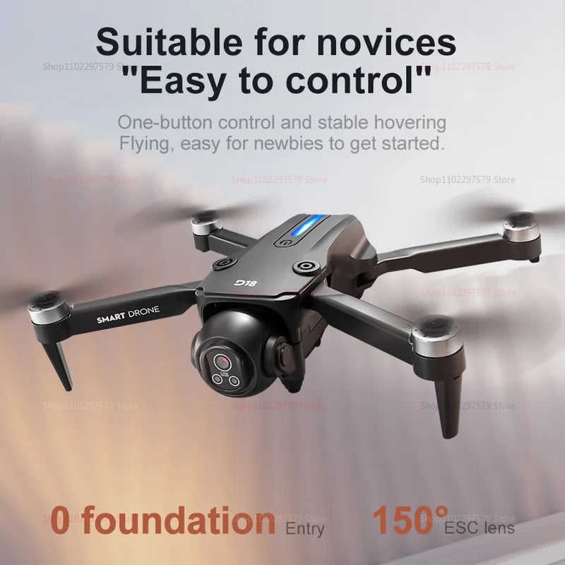 2025 New D18 Drone with 8K HD 150° Electric dual camera Angle Obstacle Avoidance Foldable Quadcopter for Aerial Photography Toy