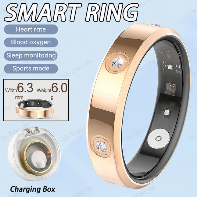 2025 Smart Ring Women Men Super narrow 6.3mm Heart Rate Health Stress measurement Monitor IP68 Waterproof Fashion Sports Rings