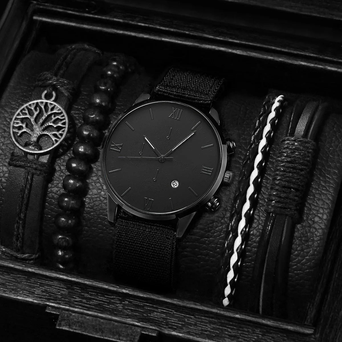 4/5PCS Fashion Men Watches Casual Male's Quartz Watch Bracelets Set Relogio Masculino Reloj Hombre（Without Box）