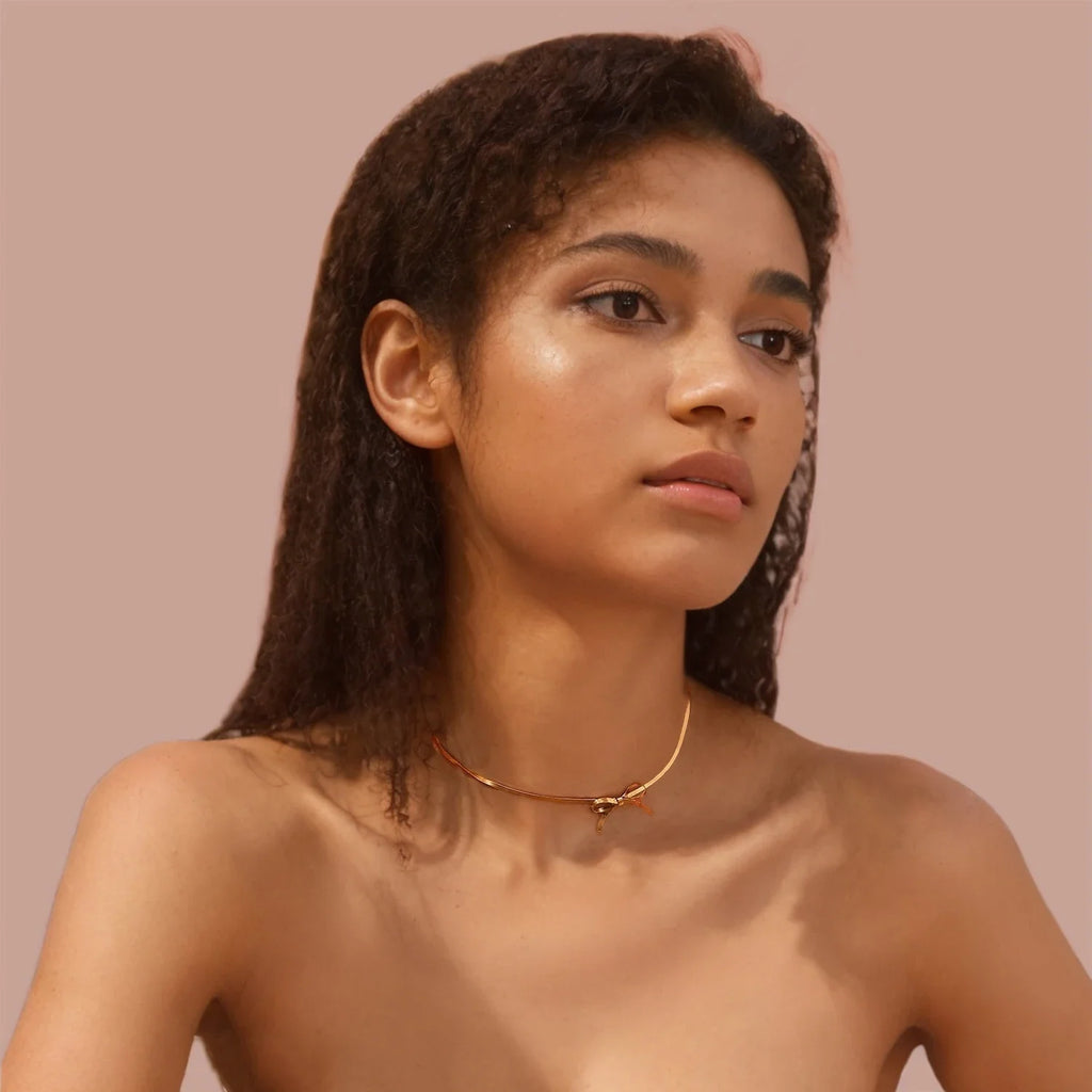 Bow Collarbone Necklace Stainless Steel Jewelry Personality Girl Party Accessories Snake Bone Chain