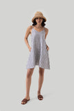 Short Tent Dress in Linen Stripes