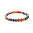 Sunrise turquoise, orange and cream jasper beaded stretch bracelet