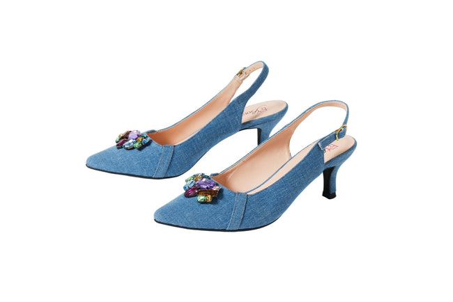 Precious Petals Denim Slingback by EY Boutique