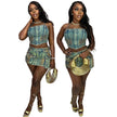 Birthday Club Cowboy Outfits Women Off Shoulder Sleeveless Tops and Jeans Skirts Summer Stretch Denim Strapless Two 2 Piece Sets