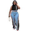 2 Pieces Women's Sets 2025 Spring Summer Denim Sleeveless Suit Tops And Wide Leg Pants Suits Two Piece Set Tracksuit Outfit