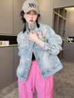 Spring Autumn Short Denim Jacket 2025 New Women's Embroidery Denim Outwear Chinese Style Women Denim Coat Women Loose Jeans Coat