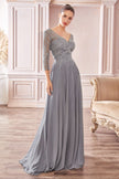 Chiffon A-Line Long Sleeve Gown