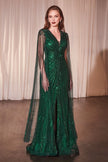 Long Sleeve Fully Beaded Sheath Gown