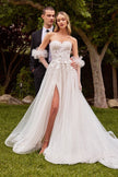 Strapless A-Line Bridal Gown With Gloves