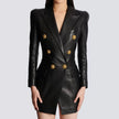 Women's PU Leather Blazer Dress 2025 - Slim Fit Office Suit, Minimalist Chic Work Attire