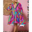 Women Sexy Fashion Printed Shirt Dresses Chic V Neck Loose Long Sleeve Dress Causal Vacation Female Mini Vestidos Robe Clothing