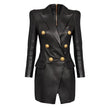 Women's PU Leather Blazer Dress 2025 - Slim Fit Office Suit, Minimalist Chic Work Attire