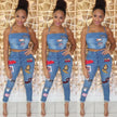 Summer Jeans Outfits 2024 Women Clothes Sets 2 Piece Birthday Party Club Sexy Crop Top and Pants Denim Two Piece Mathcing Set