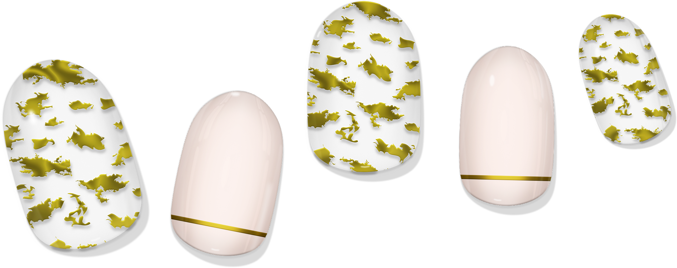 Gold Leaf & Blush Gel Nail Wrap Easy Non-Toxic No Dry Time