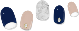 Reverse French Navy & Nude Marble Gel Nail Wrap