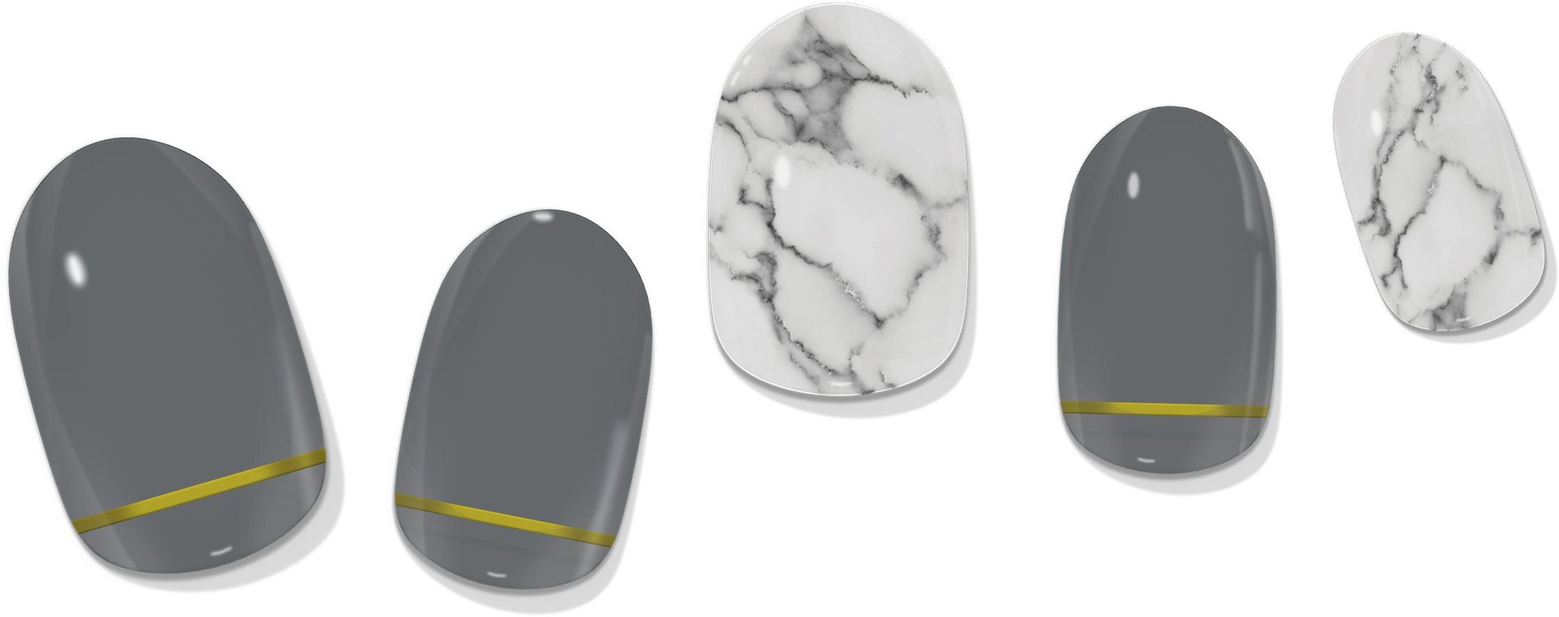 Grey & Gold Marble Gel Nail Wrap